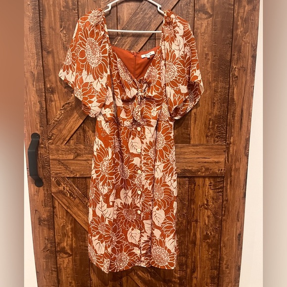 Madewell Womens 100%‎ silk sunflower season tie front mini dress size14 - Picture 3 of 6